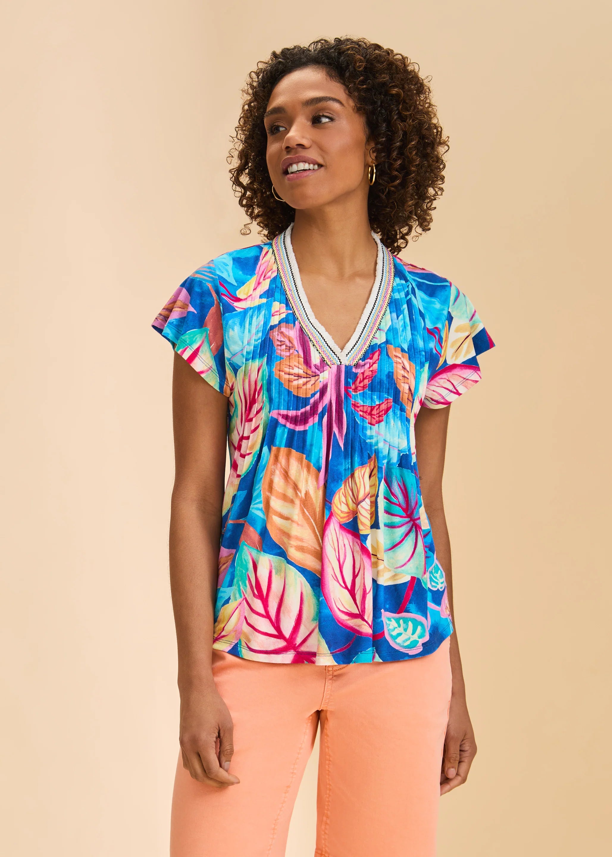 Flutter Sleeve Pintuck Top (3830153)