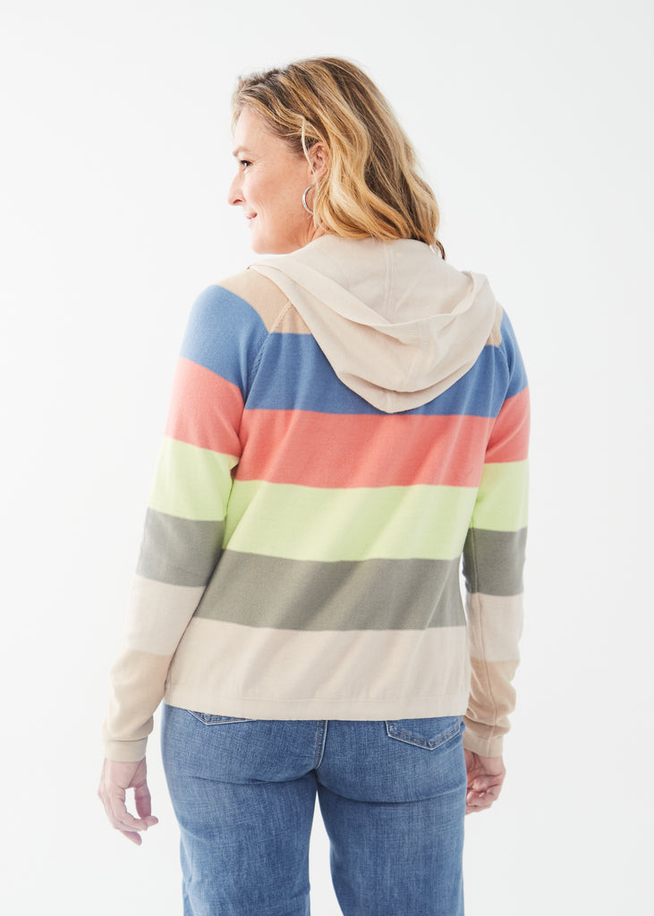 Stripped Hooded Cardigan (1037314)
