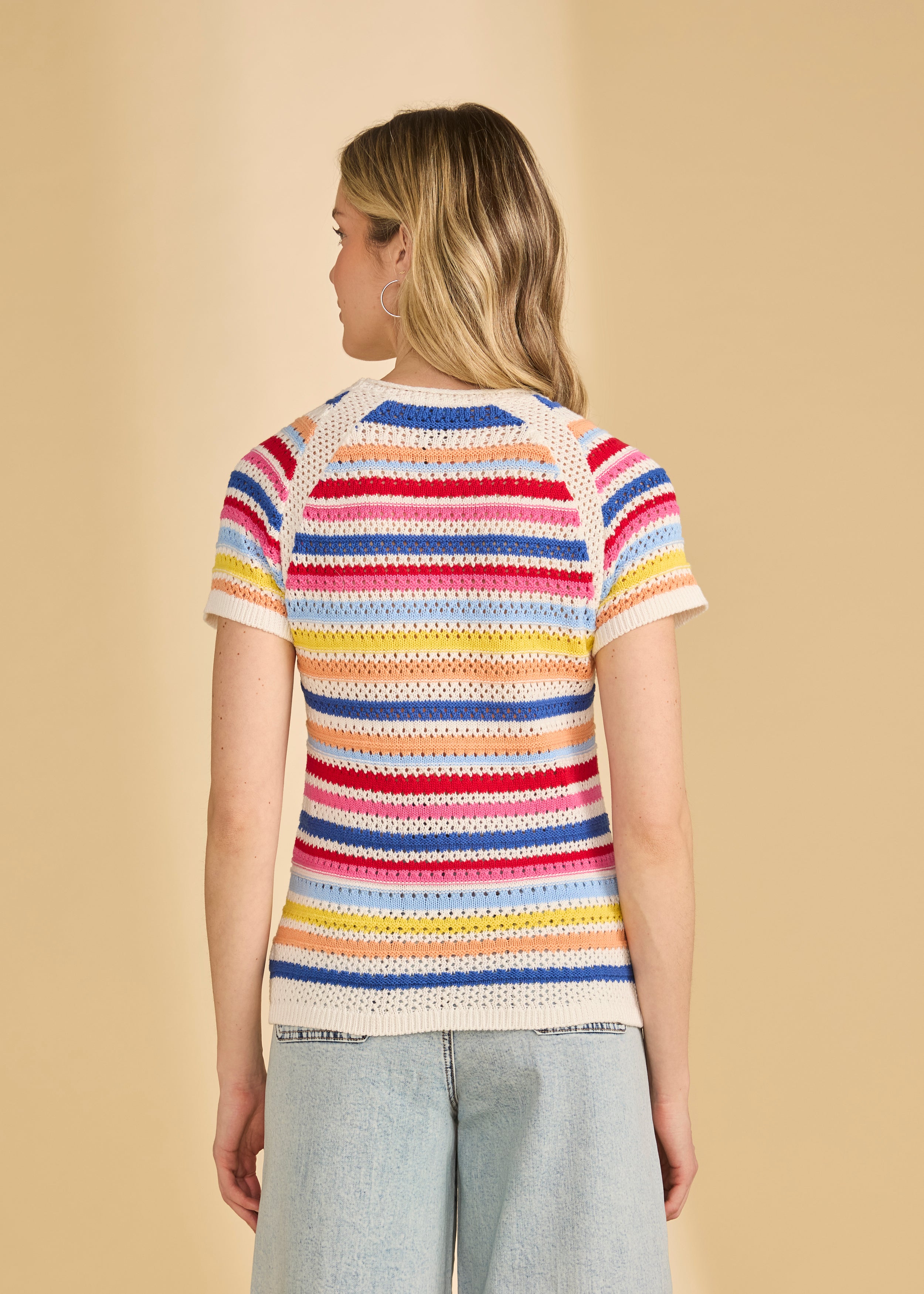 Cap Sleeve Stripe Sweater (1119314)