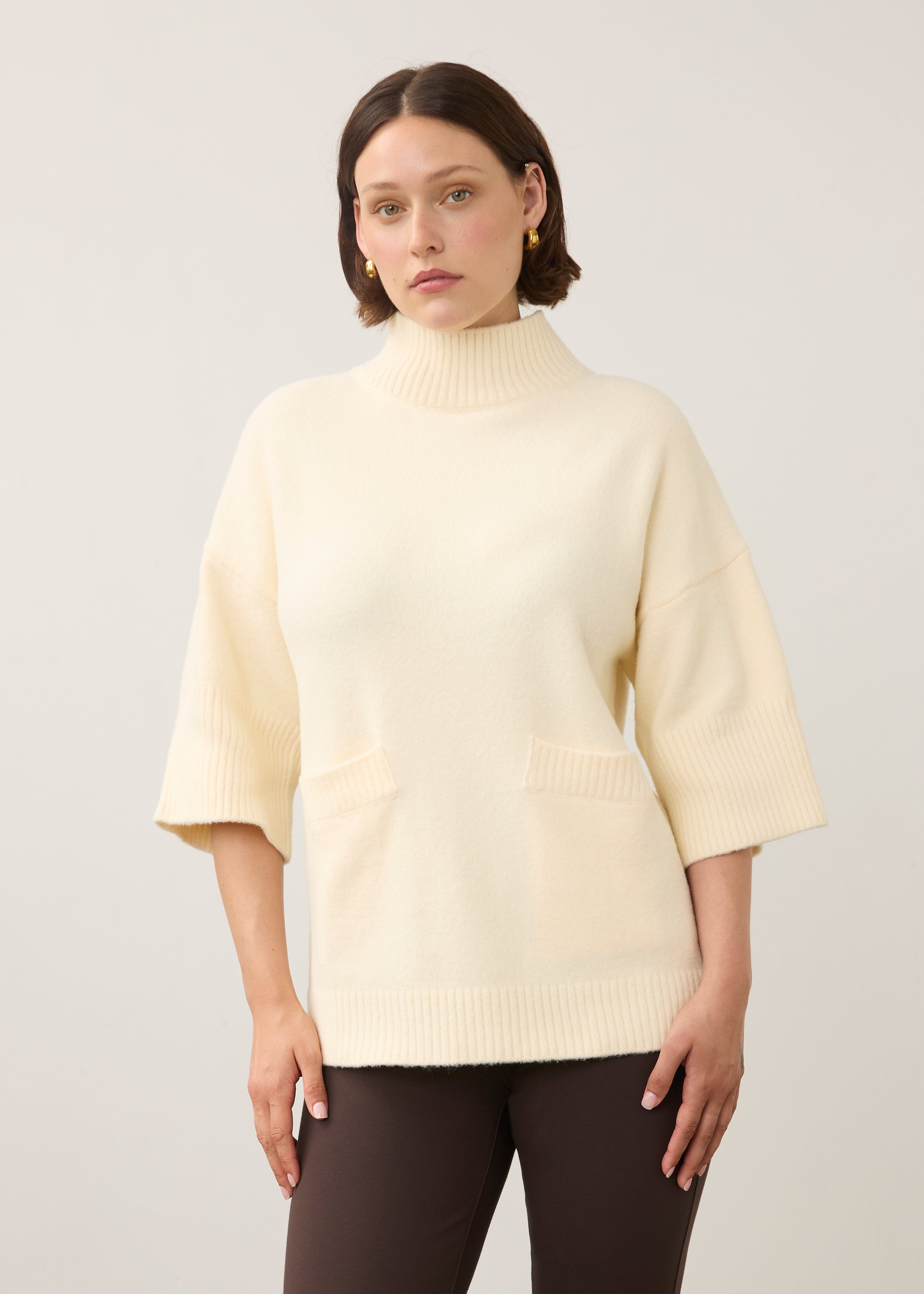 Mock Neck 3/4 Sleeve Sweater (1189223)