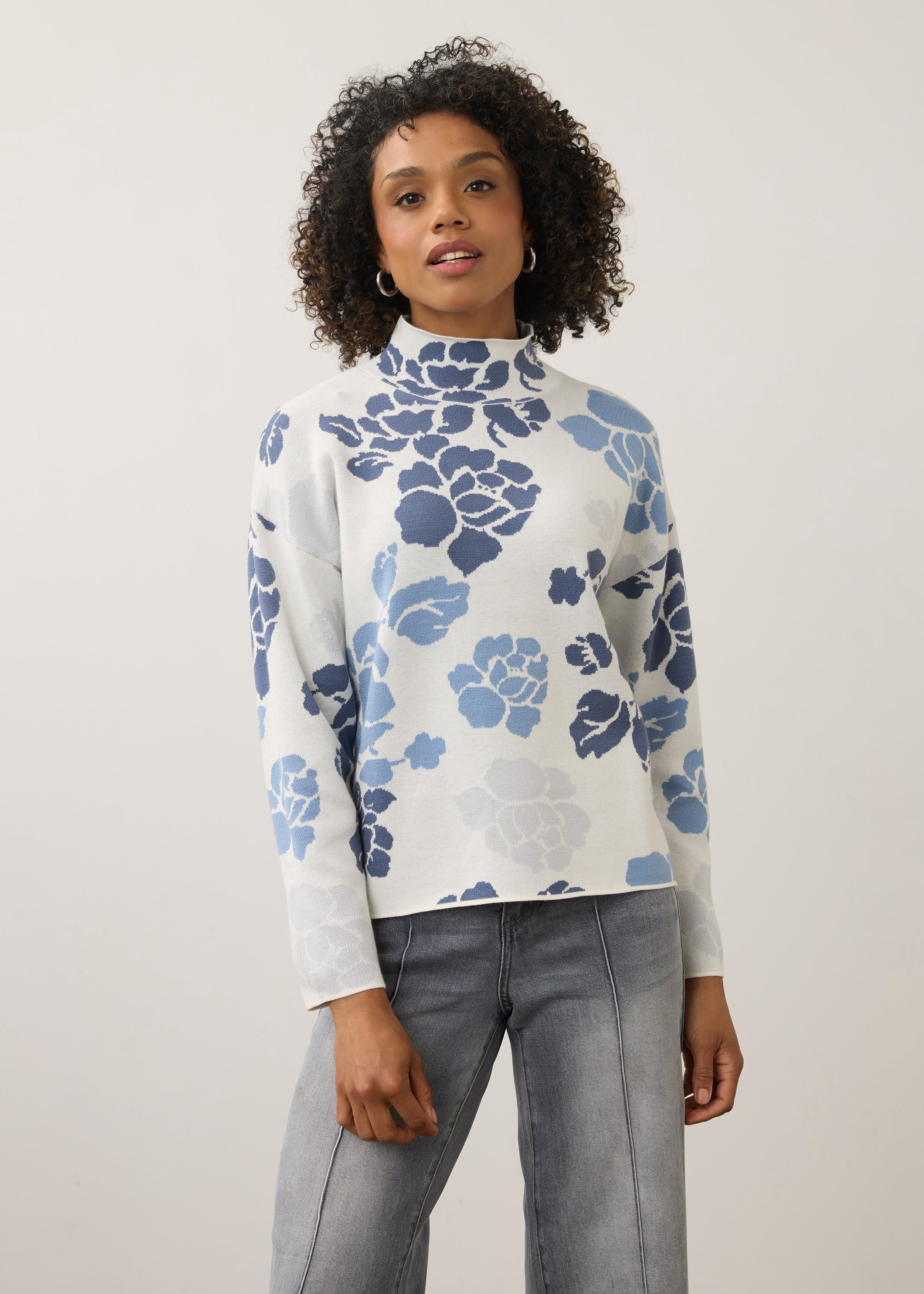 Mock Neck Loose Fit Sweater (1301535)
