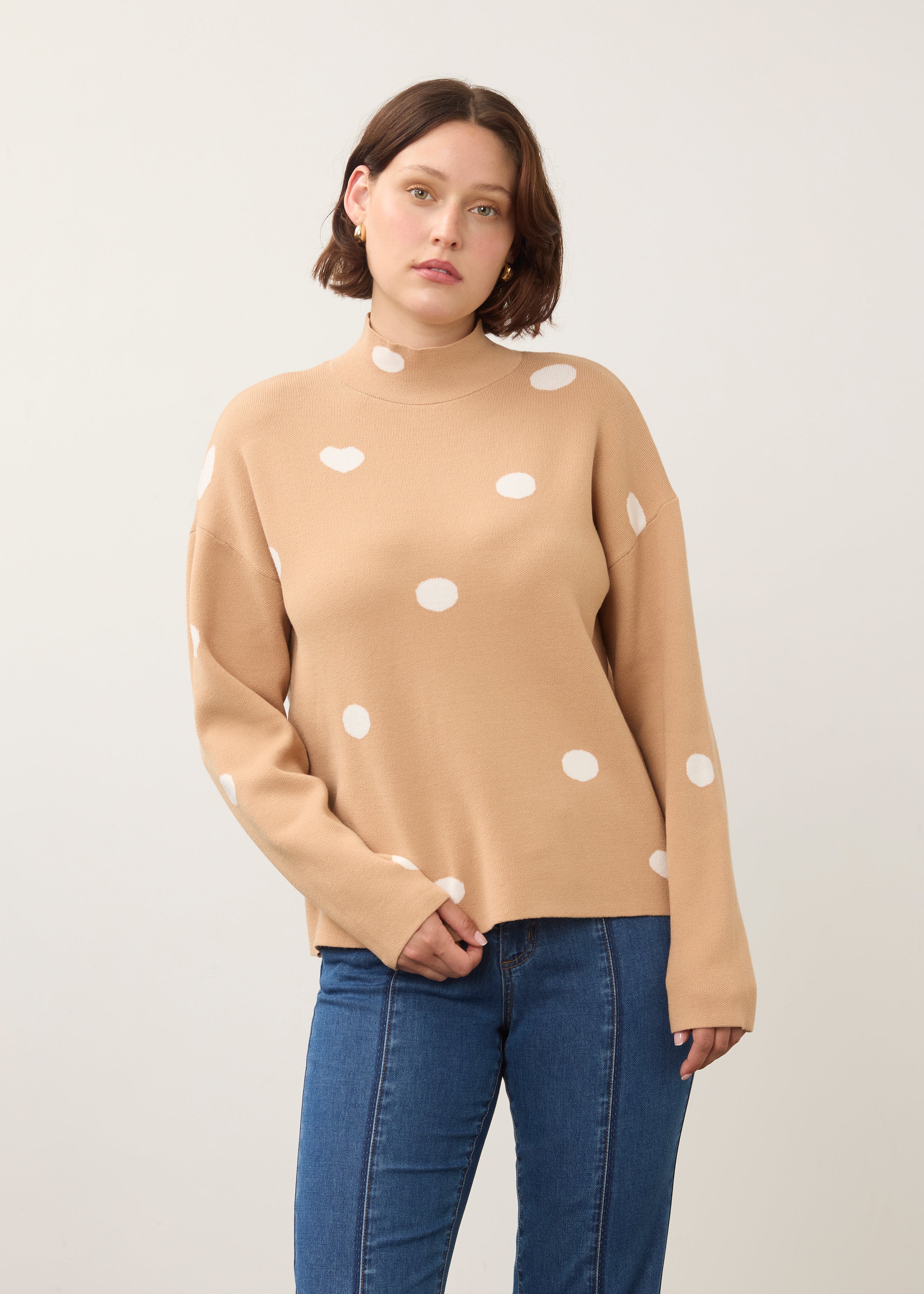 Mock Neck Loose Fit Sweater (1301535)