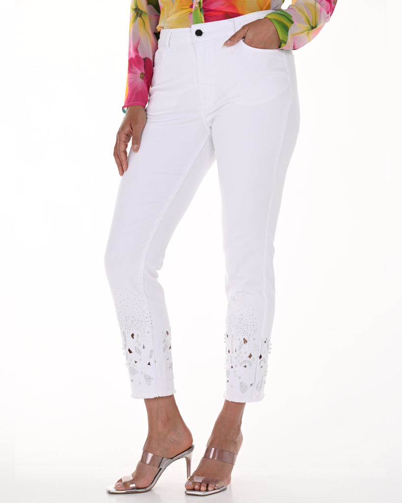White Pant with Ankle Embellishment (246212)