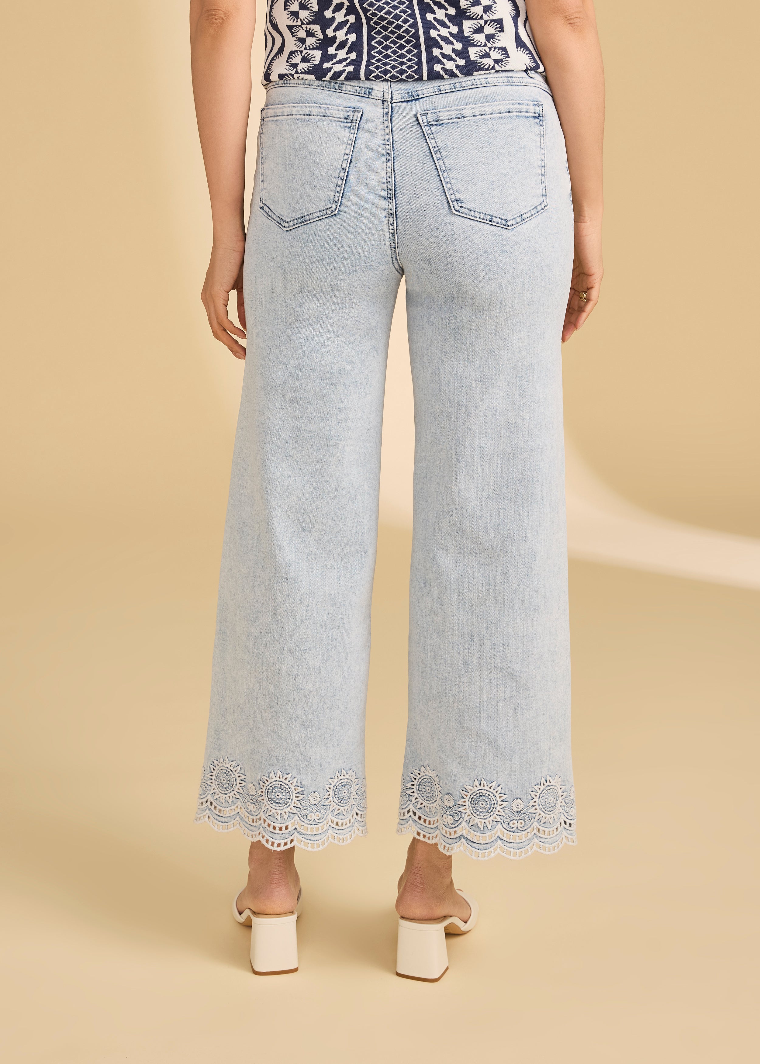 Embellished Hem Line Pull On Wide Ankle (2125669)