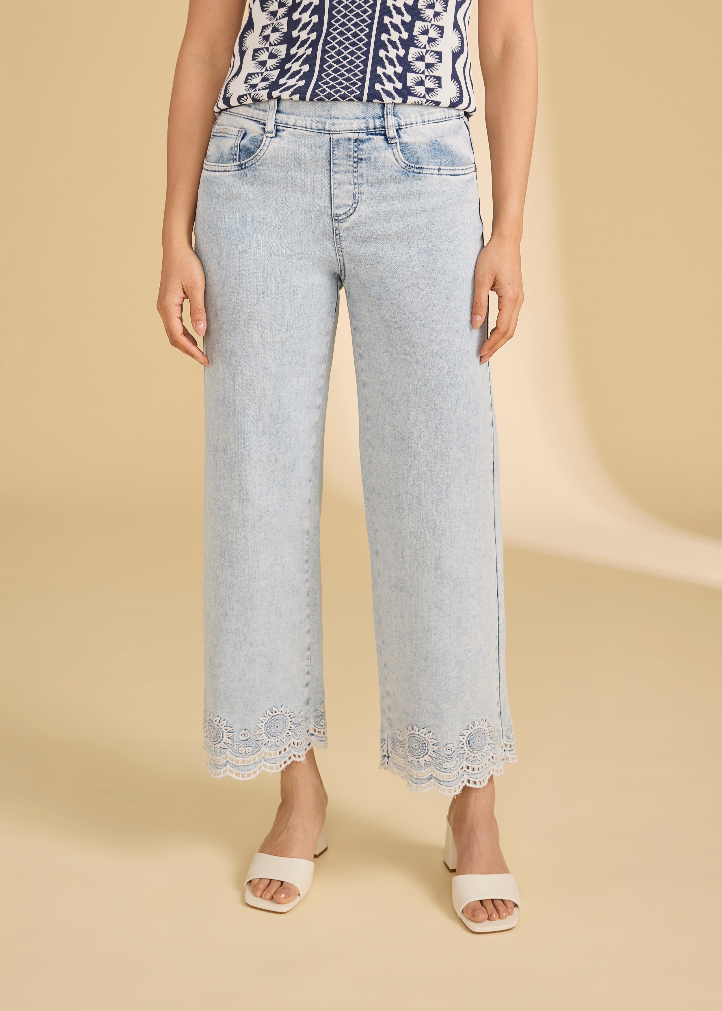 Embellished Hem Line Pull On Wide Ankle (2125669)
