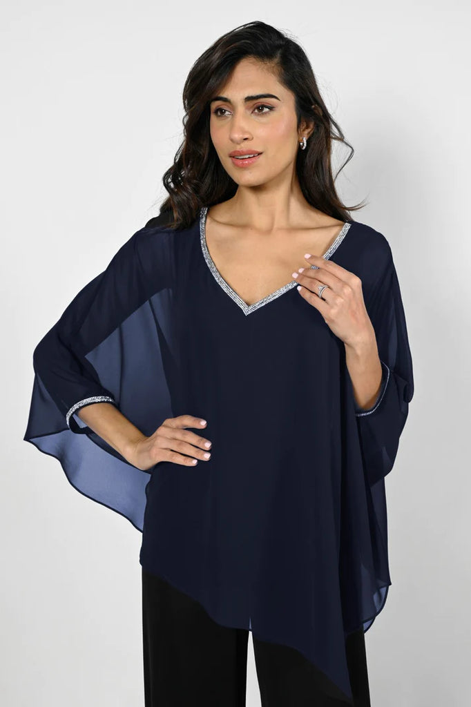 V Neck Top with Overlay (229120)