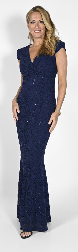 Navy Lace Full Length Gown (FL0081)