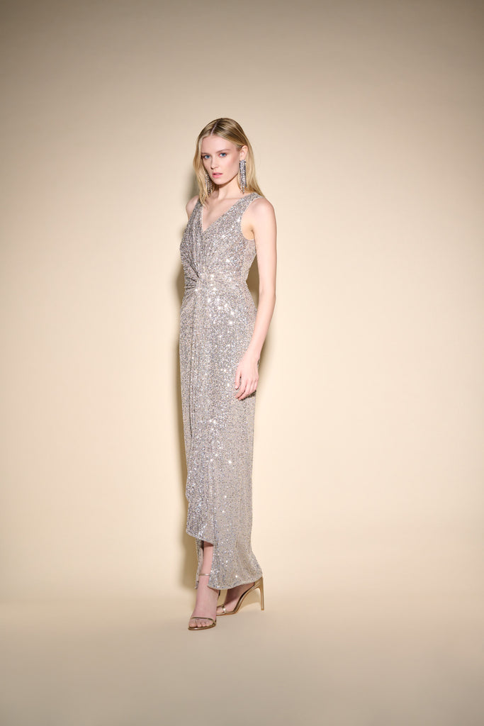 Sequin Ruffle Sleeveless Maxi Dress (JR1092)