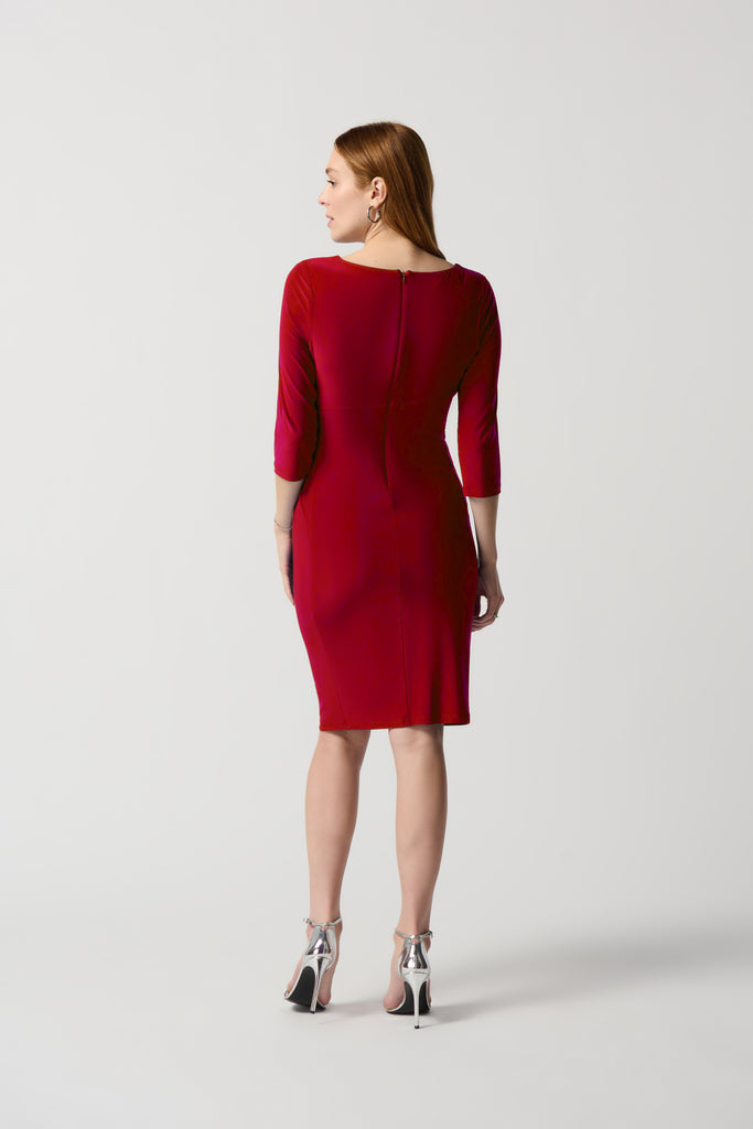 Silky Knit Sheath Dress with Ornament Detail (234031)