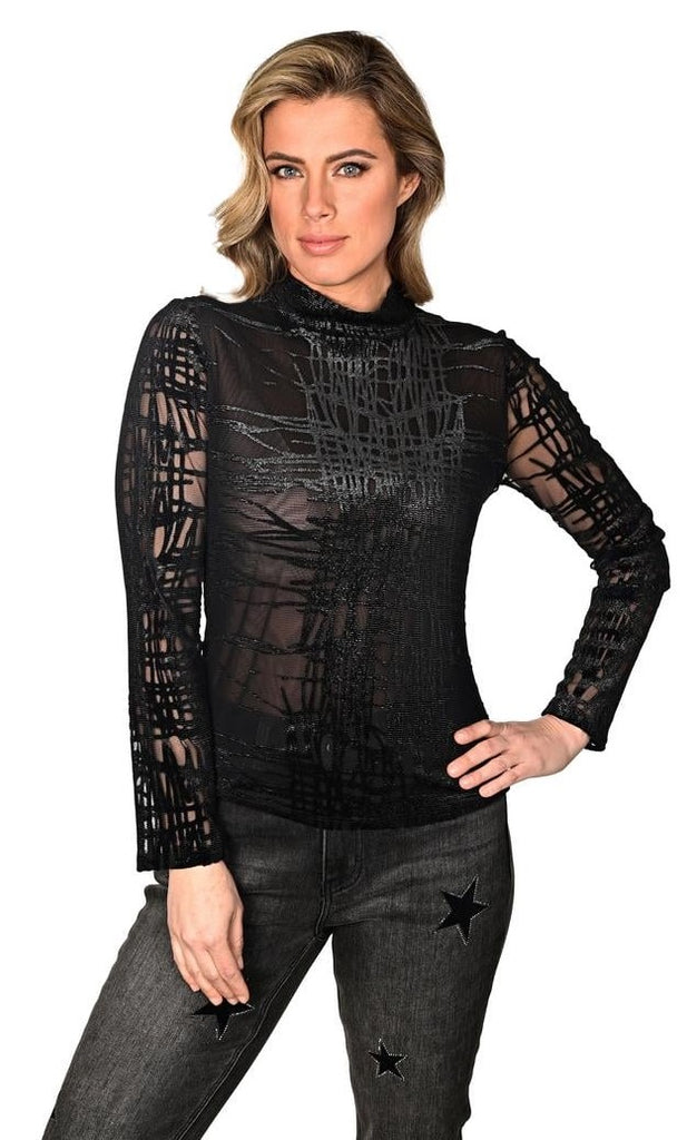 Illusion Sleeved Patterned Top (234324)