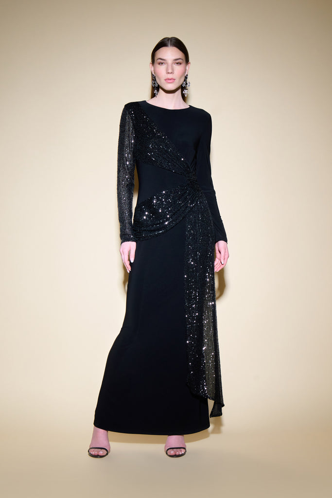 Silky Knit and Sequins Fit and Flare Dress (JR1080)
