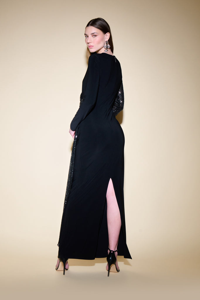 Silky Knit and Sequins Fit and Flare Dress (JR1080)