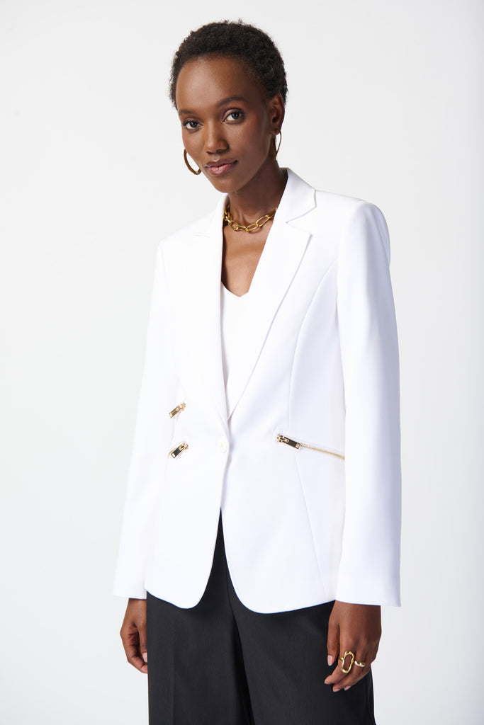 Woven Blazer with Zippered Pockets (234929)