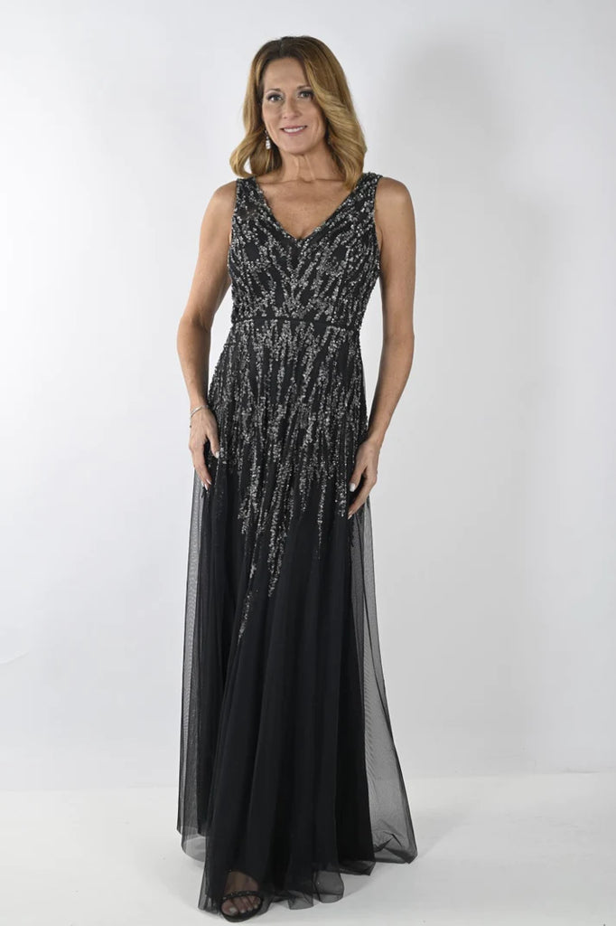 Charcoal Beaded Gown (FL0091)