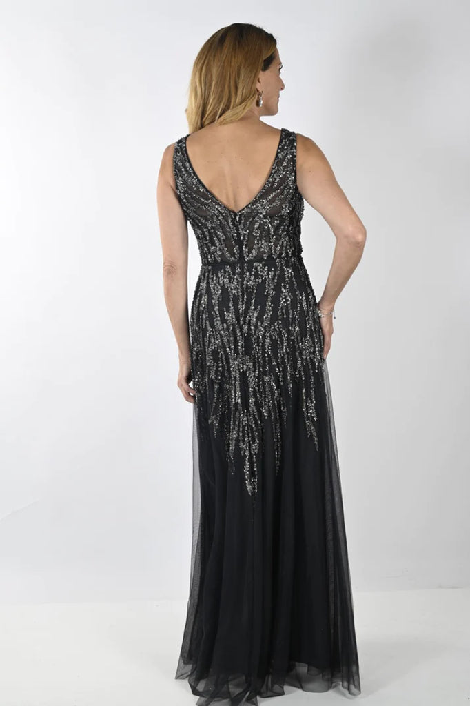 Charcoal Beaded Gown (FL0091)