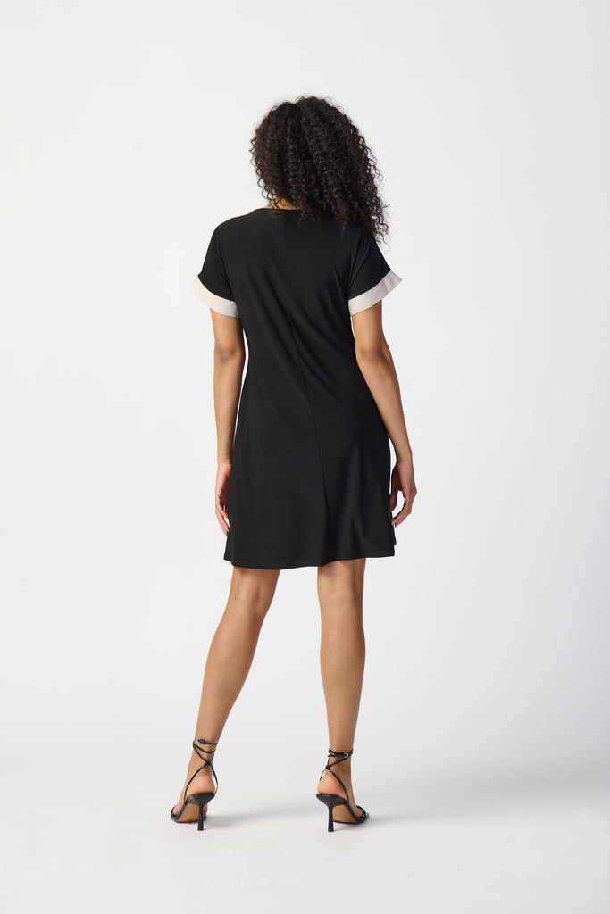 Silky Knot Colour Block A-Line Dress (241030)
