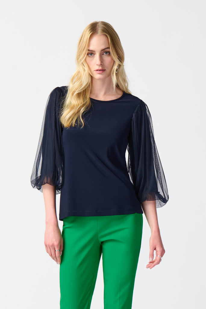 Silky Knit Top with Mesh (241042)