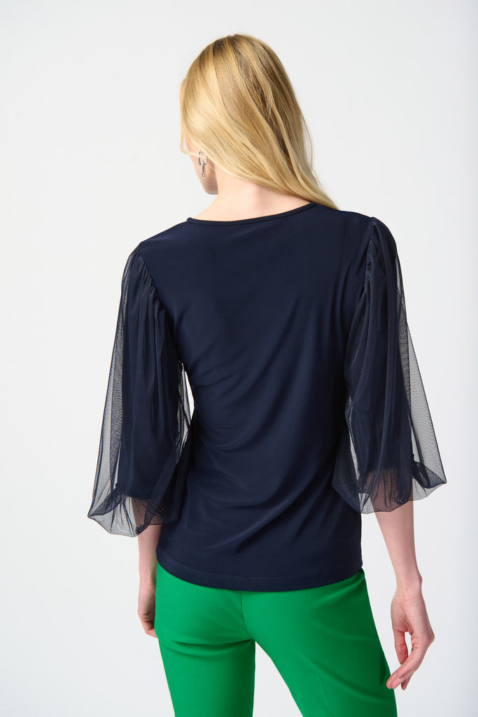Silky Knit Top with Mesh (241042)