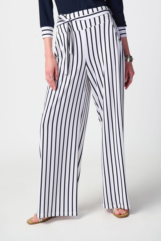 Striped Silky Knit Wide Leg Pants (241135)