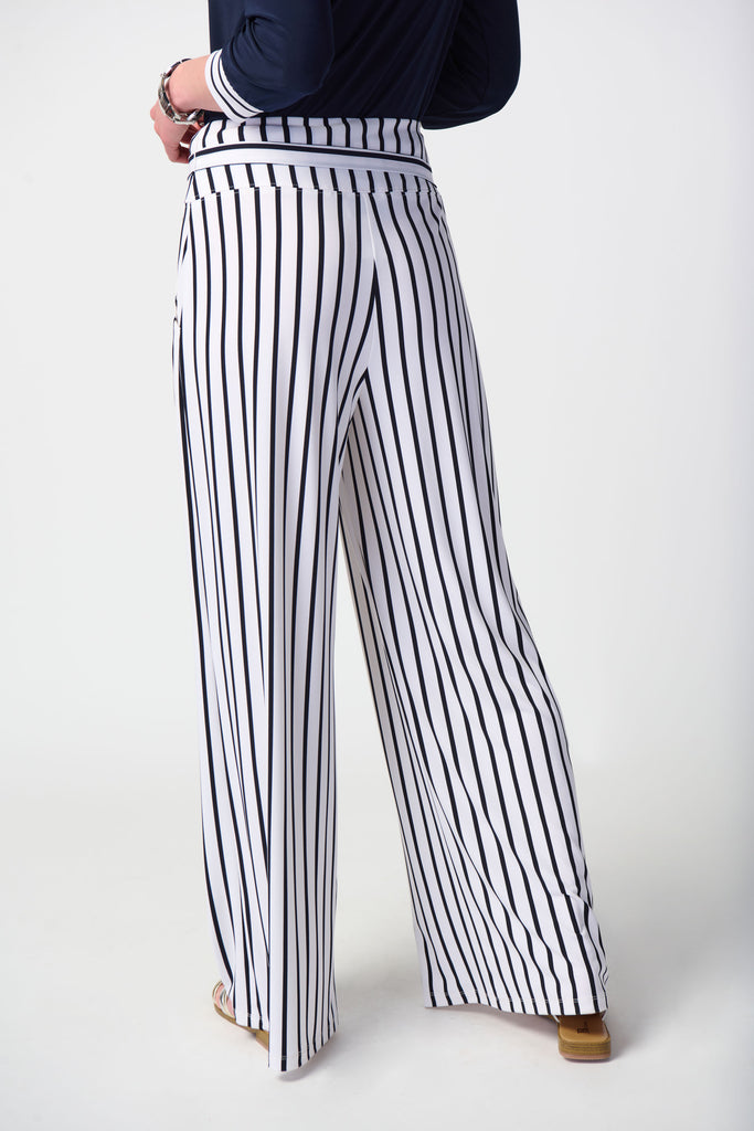 Striped Silky Knit Wide Leg Pants (241135)