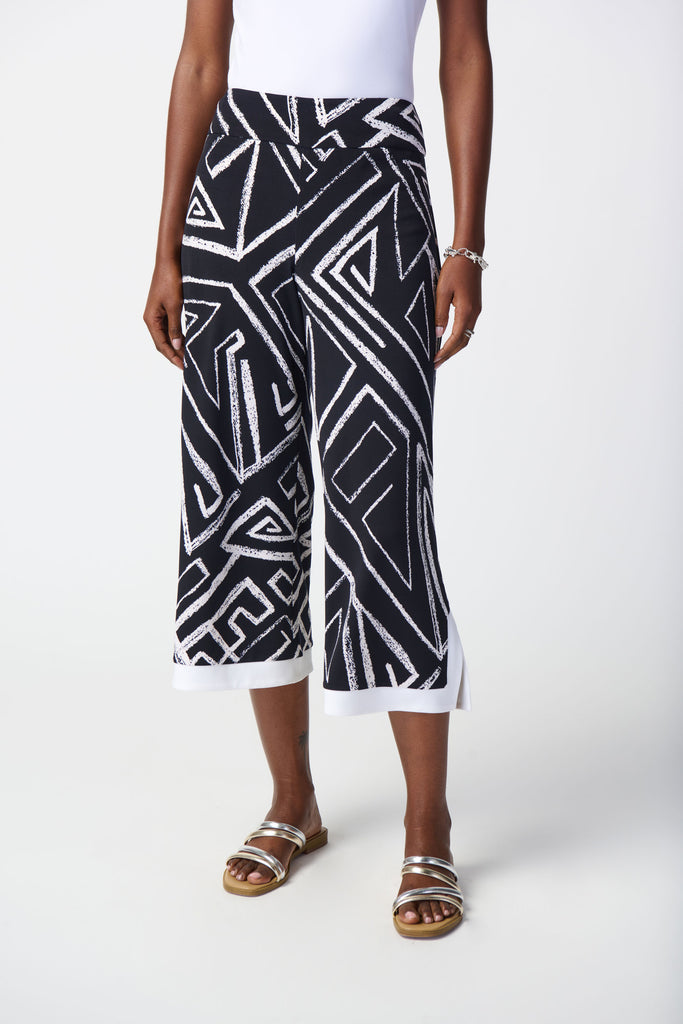 Abstract Print Silky Knit Culotte Pant (241280)
