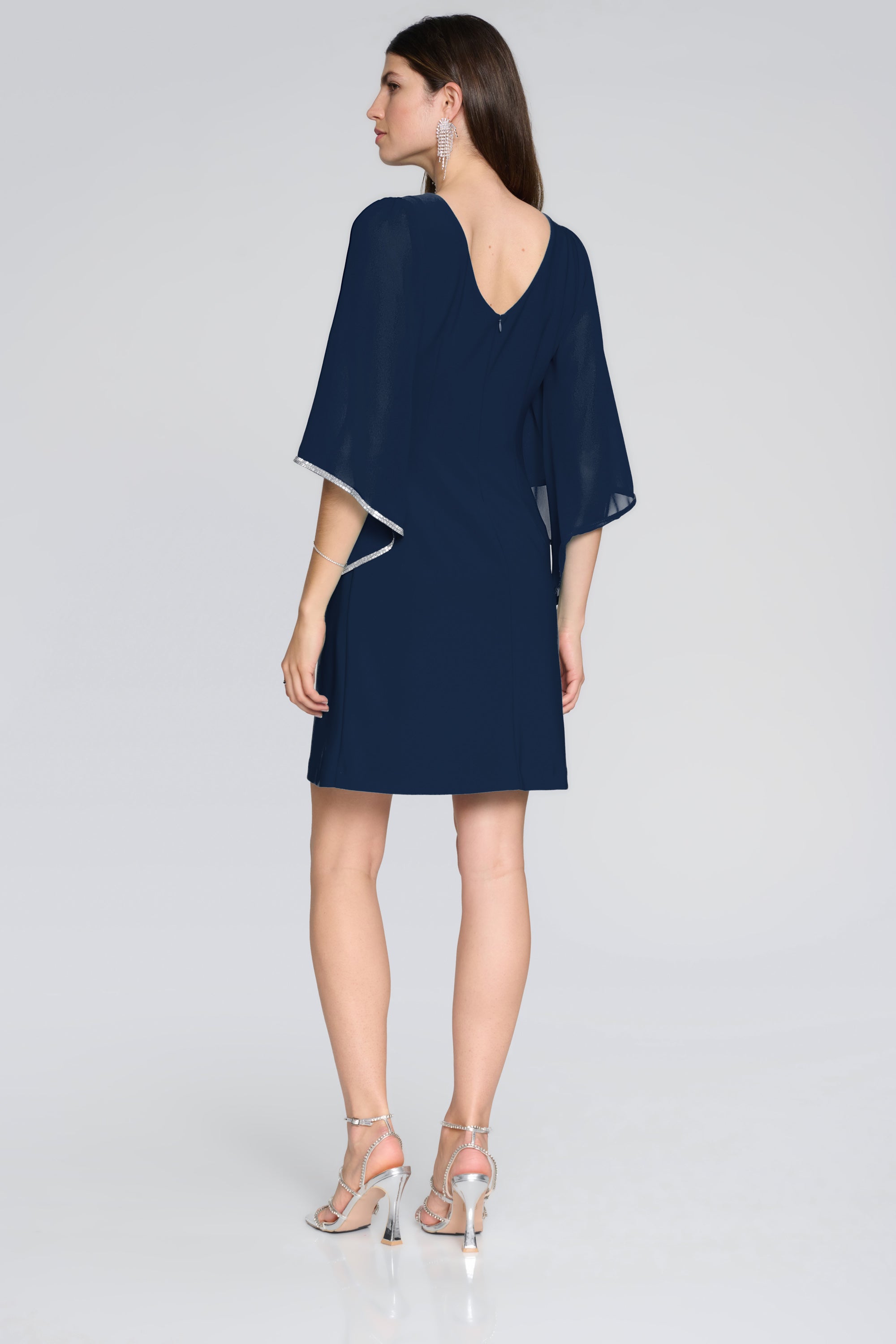 Silky Knit Shift Dress with Chiffon Sleeves (JR1093)