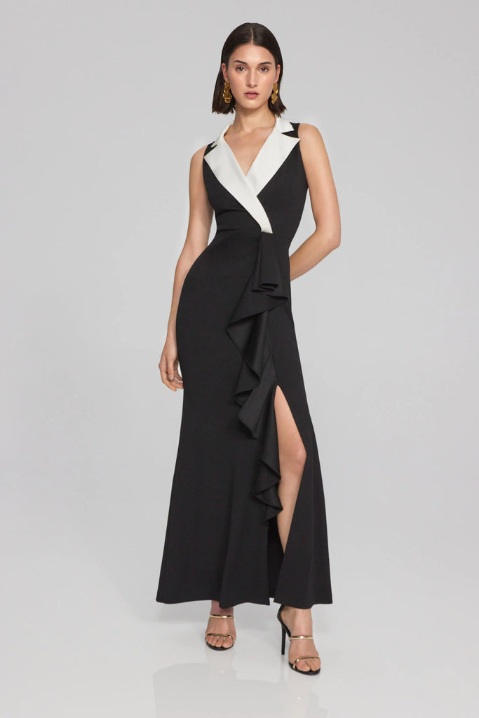 Scuba Crepe Tuxedo Style Trumpet Gown (JR1090)