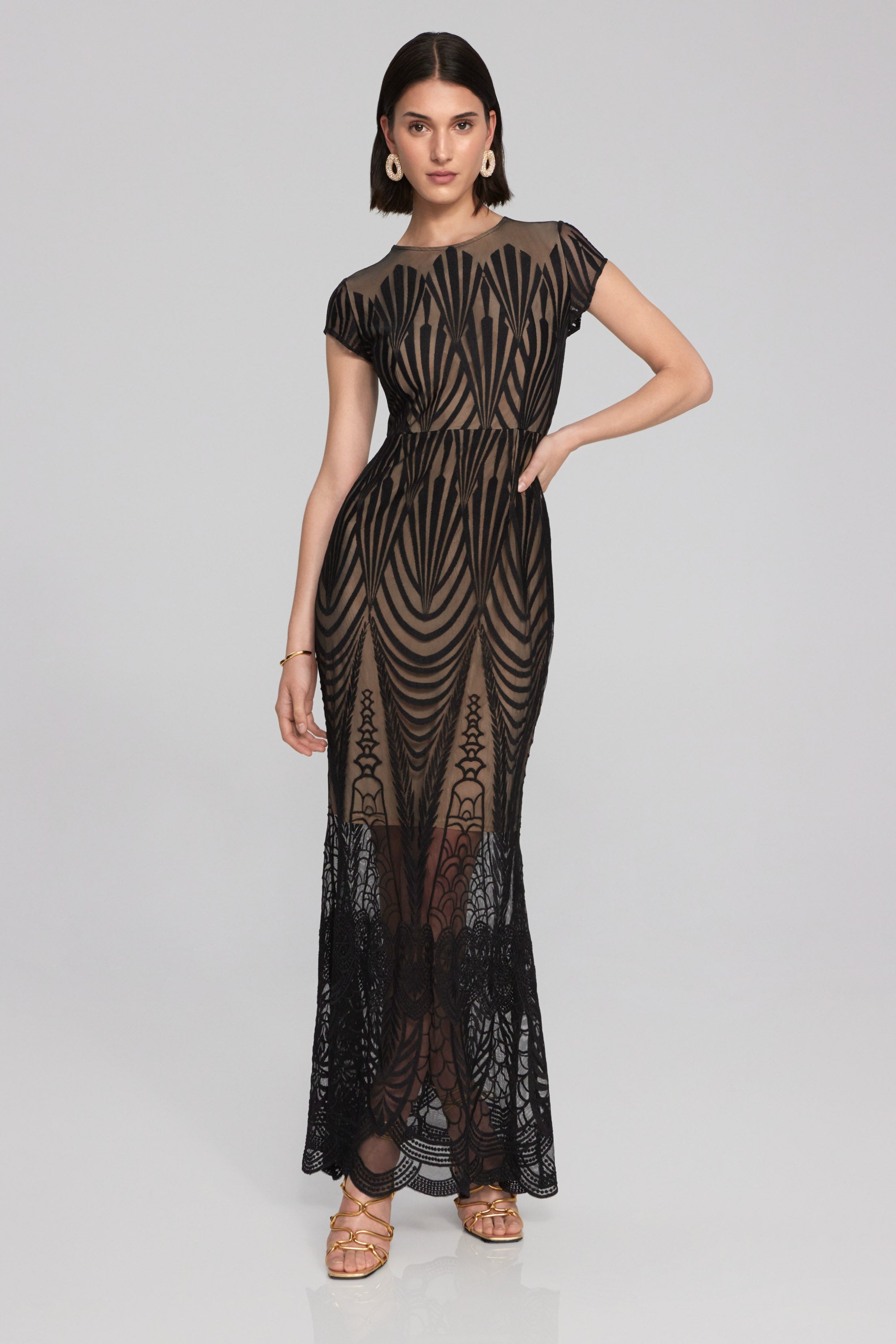 Embroidered Lace Trumpet Gown (JR1094)