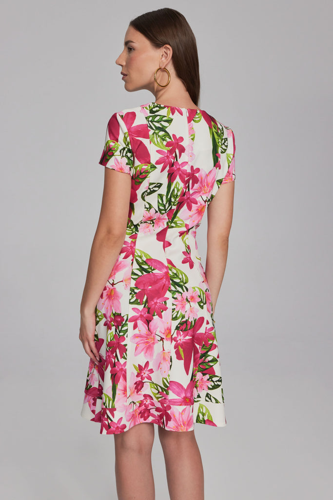 Floral Print Scuba Crepe Fit & Flare Dress (241789)