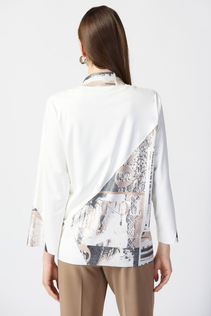 Patchwork Suede Jacket with Foil Print Accents (241919)