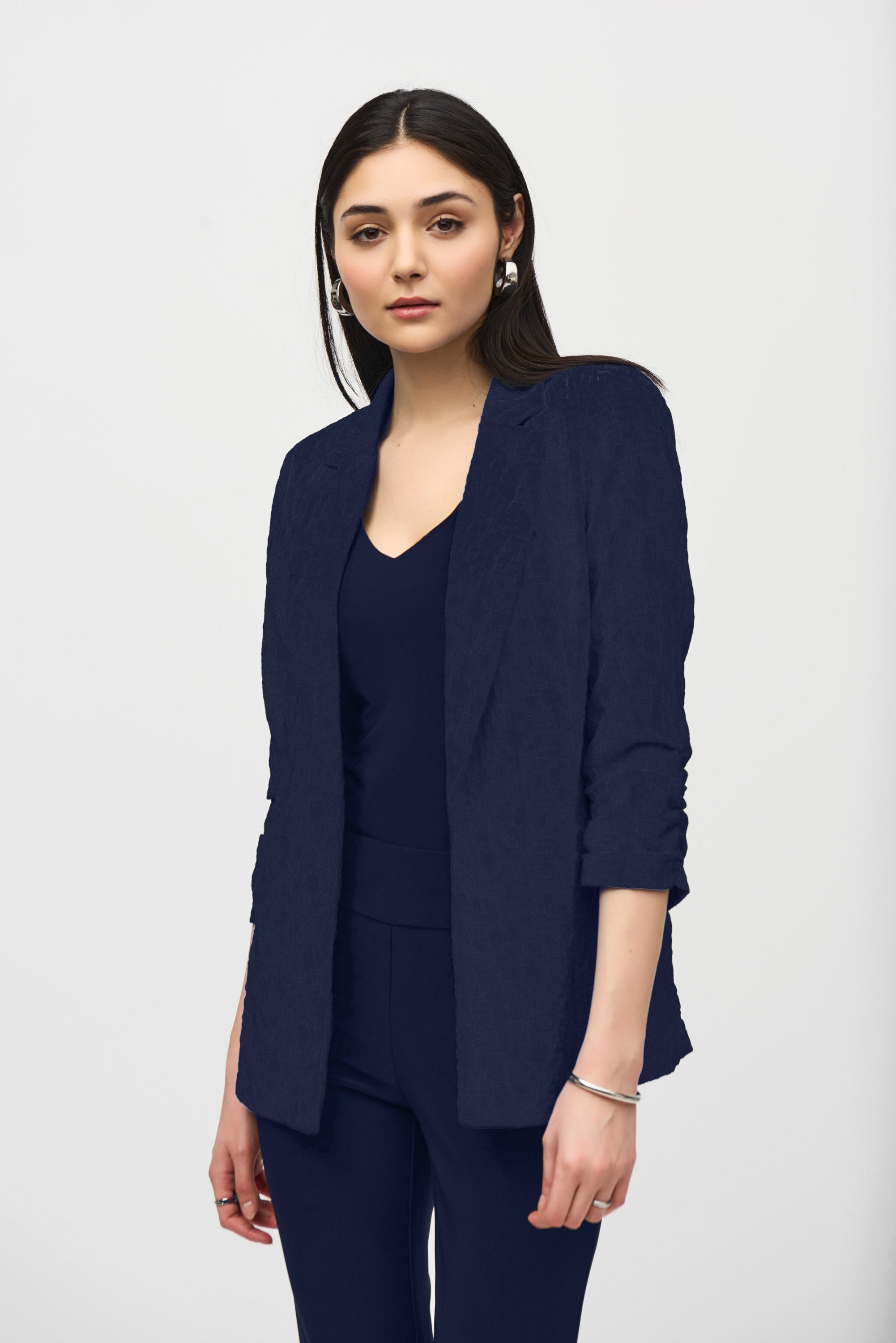 Woven Jacquard Texture Boxy Blazer (242034S26)