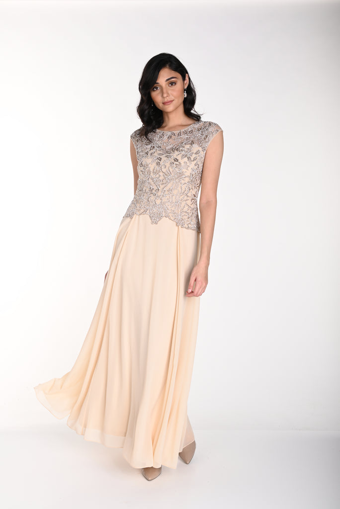 Beaded Champagne Gown (FL0120)