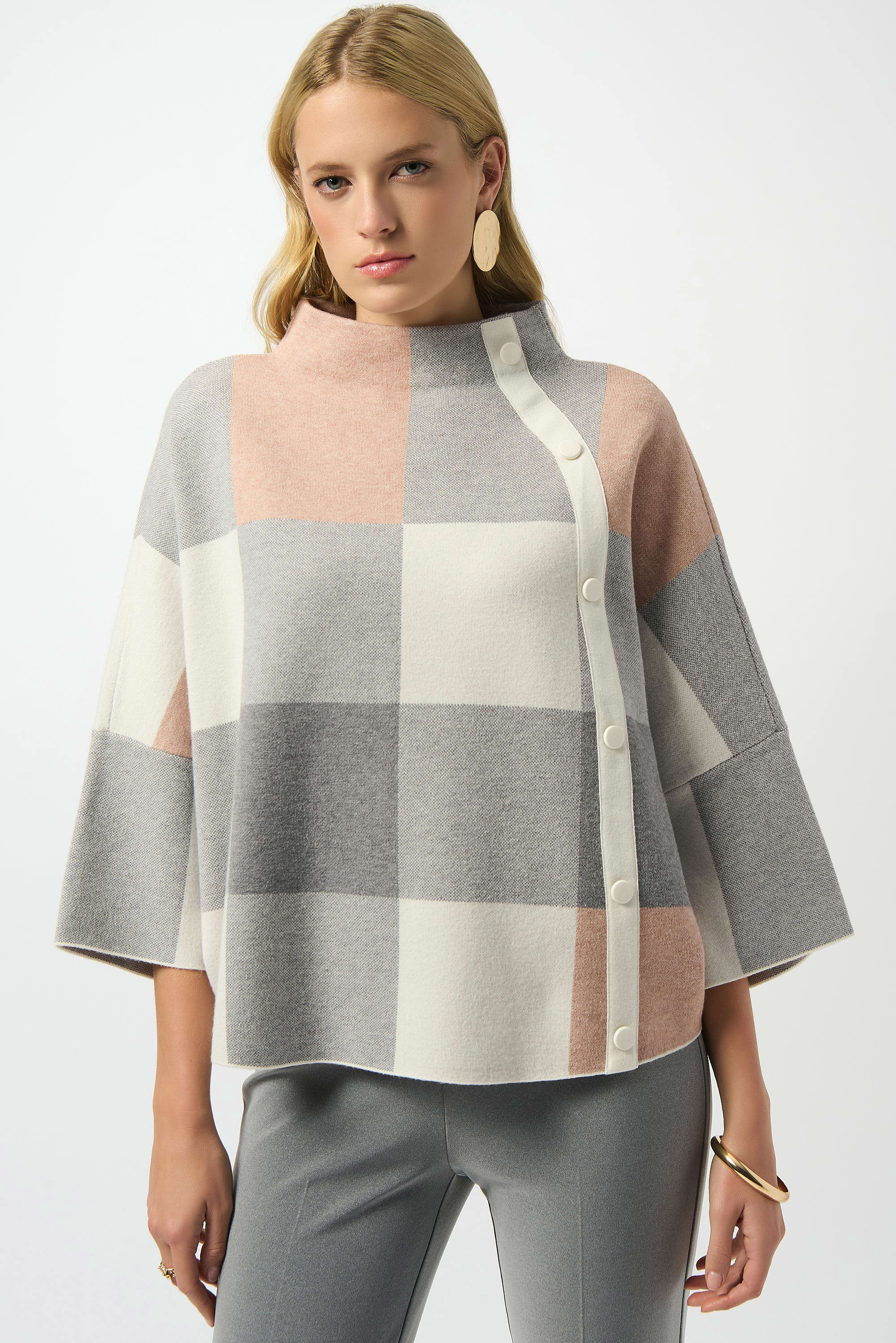 Plaid Jacquard Sweater Knit Top (243948F25)