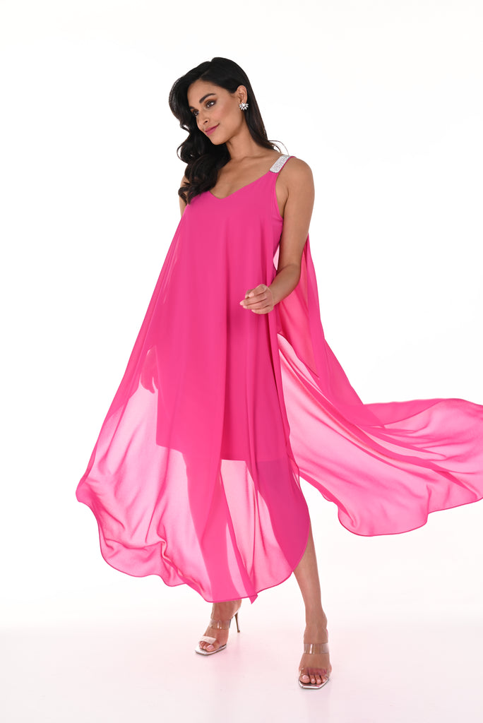 Chiffon Overlay Sleeveless Dress (FL0114)