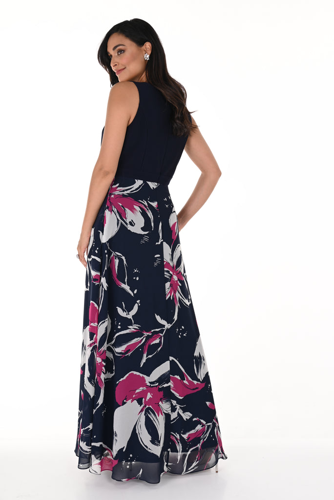 Midnight & Fuchsia Sleeveless Dress (FL0112)