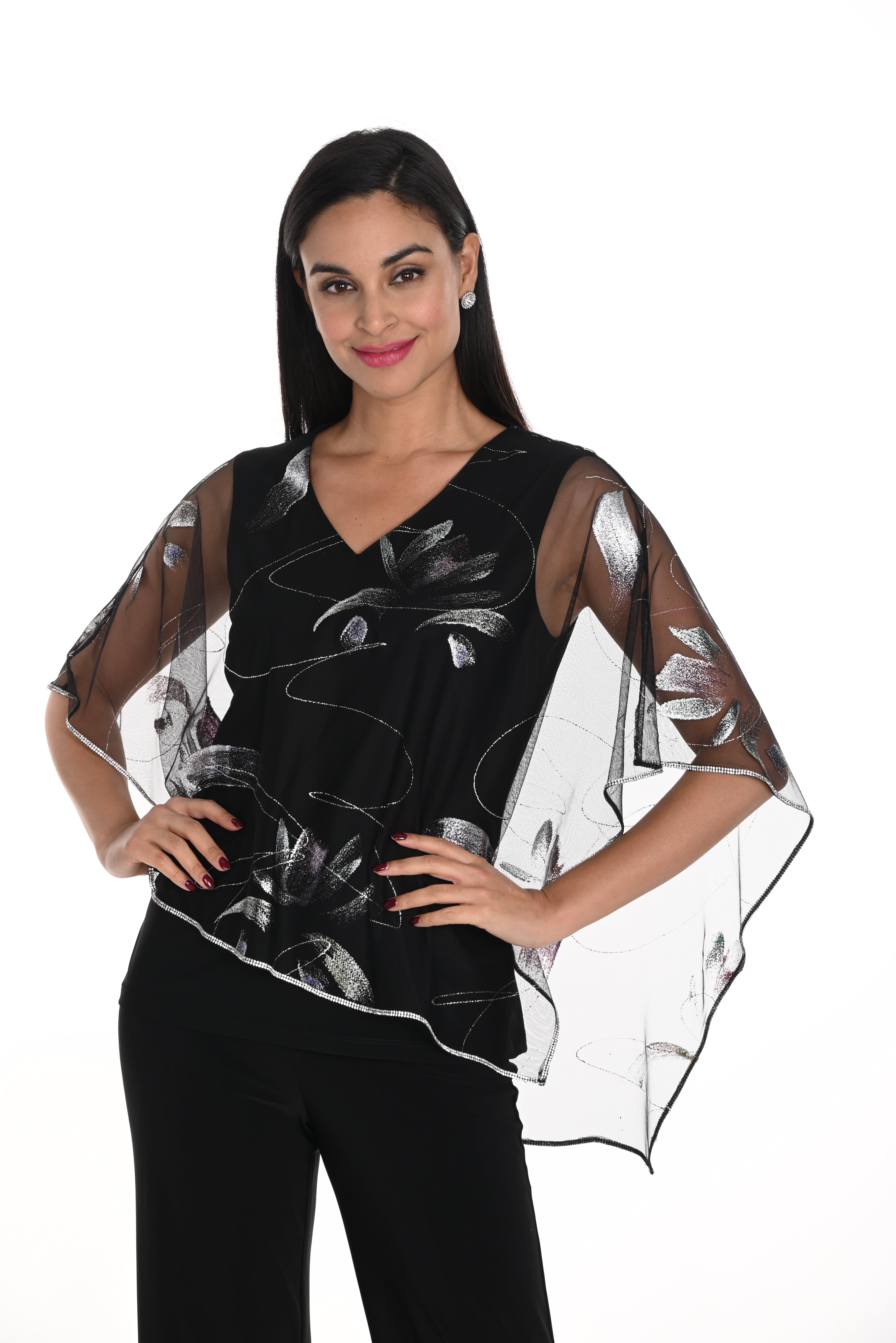 Black & Sheer Overlay Top (249132)
