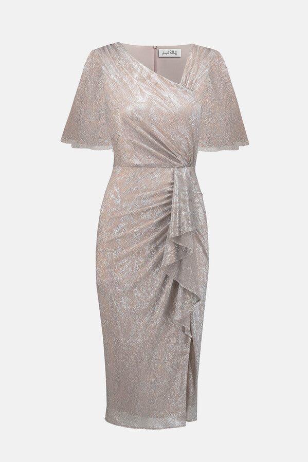 Foiled Plissé Novelty Knit Sheath Dress (JR1136)