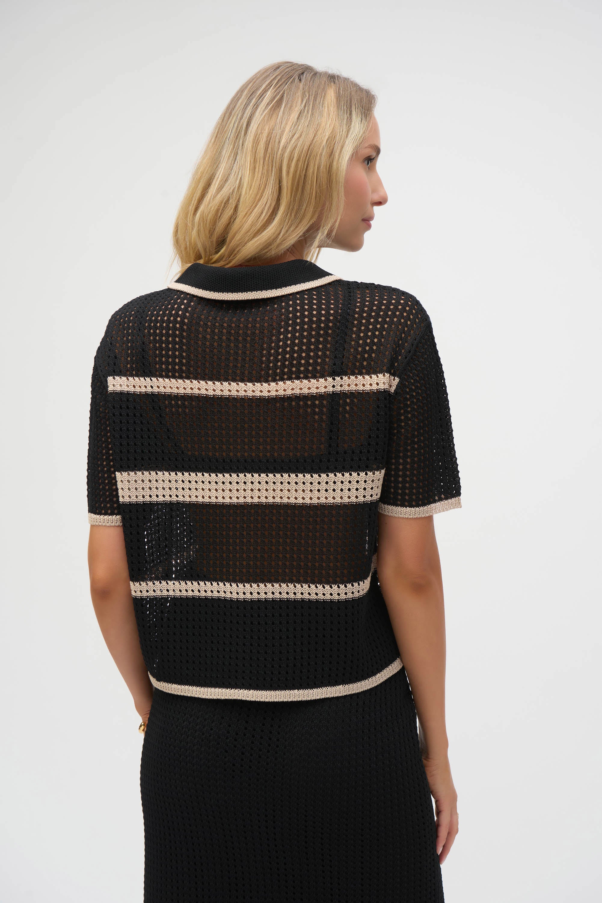 Sweater Knit Open Stitch Stripe Cover Up (252924)