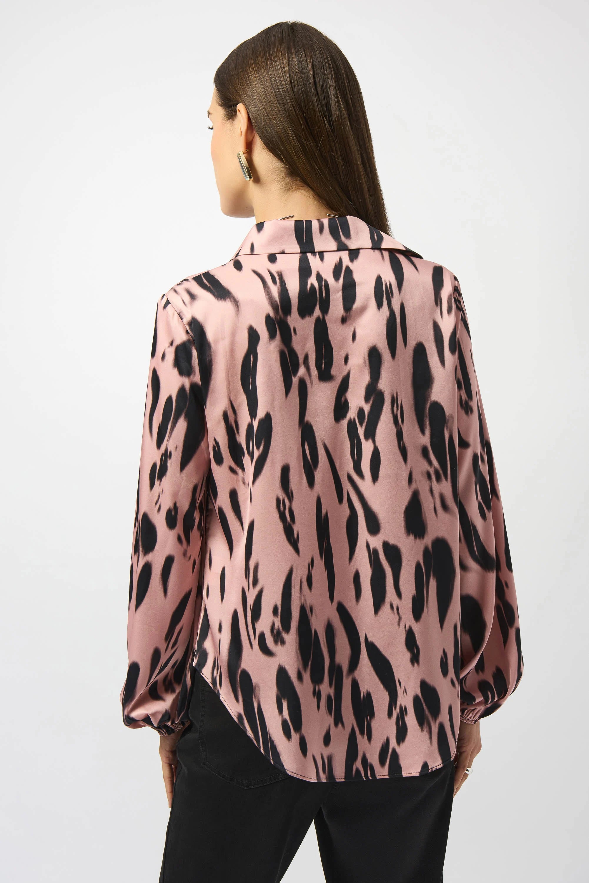 Recycled Satin Animal Print Draped Top (253059)