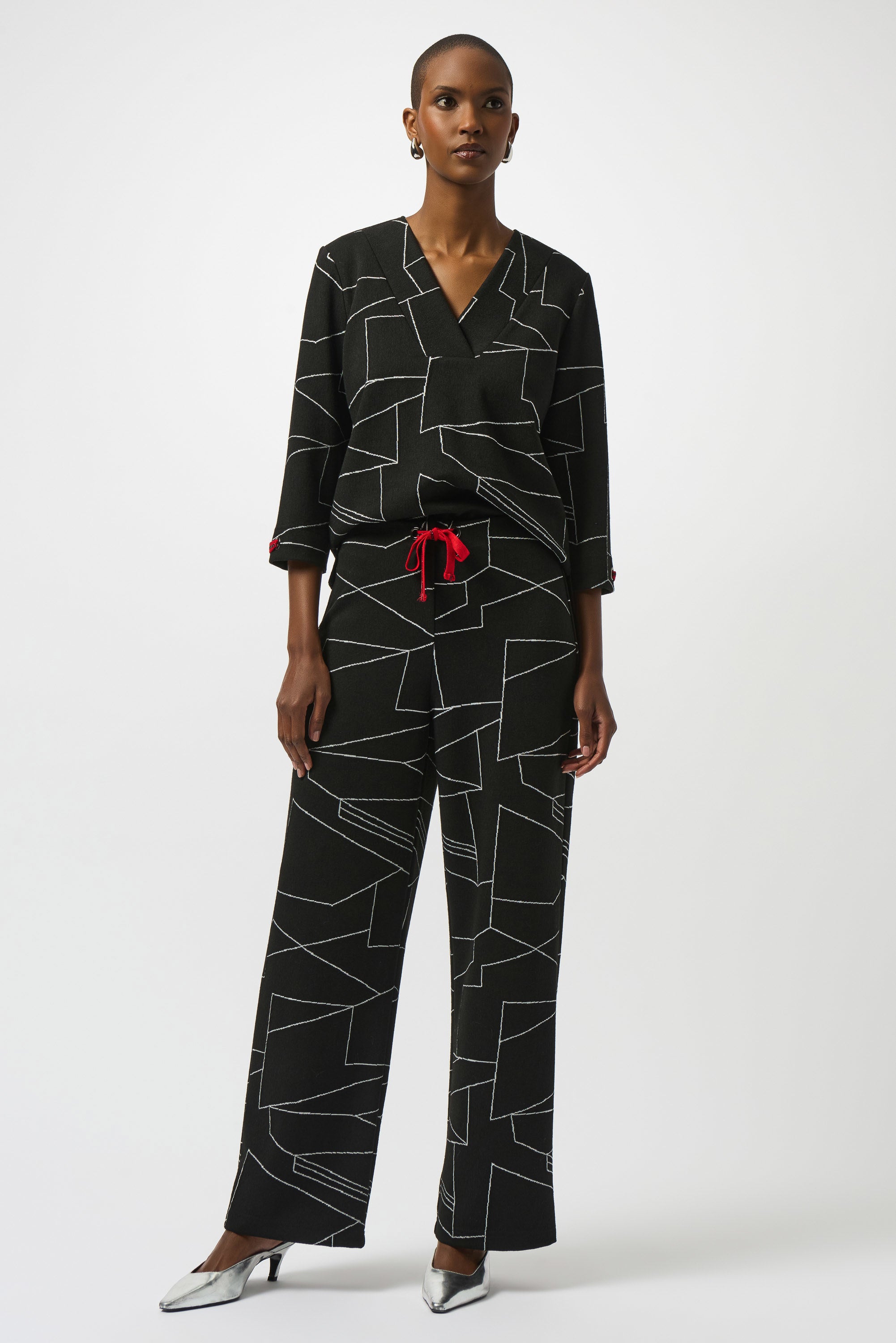 Jacquard Knit Abstract Print Boxy Top (253079)