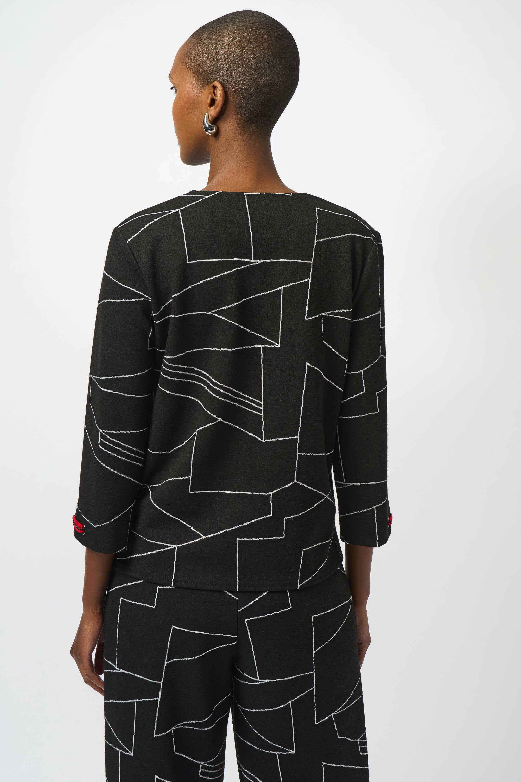 Jacquard Knit Abstract Print Boxy Top (253079)