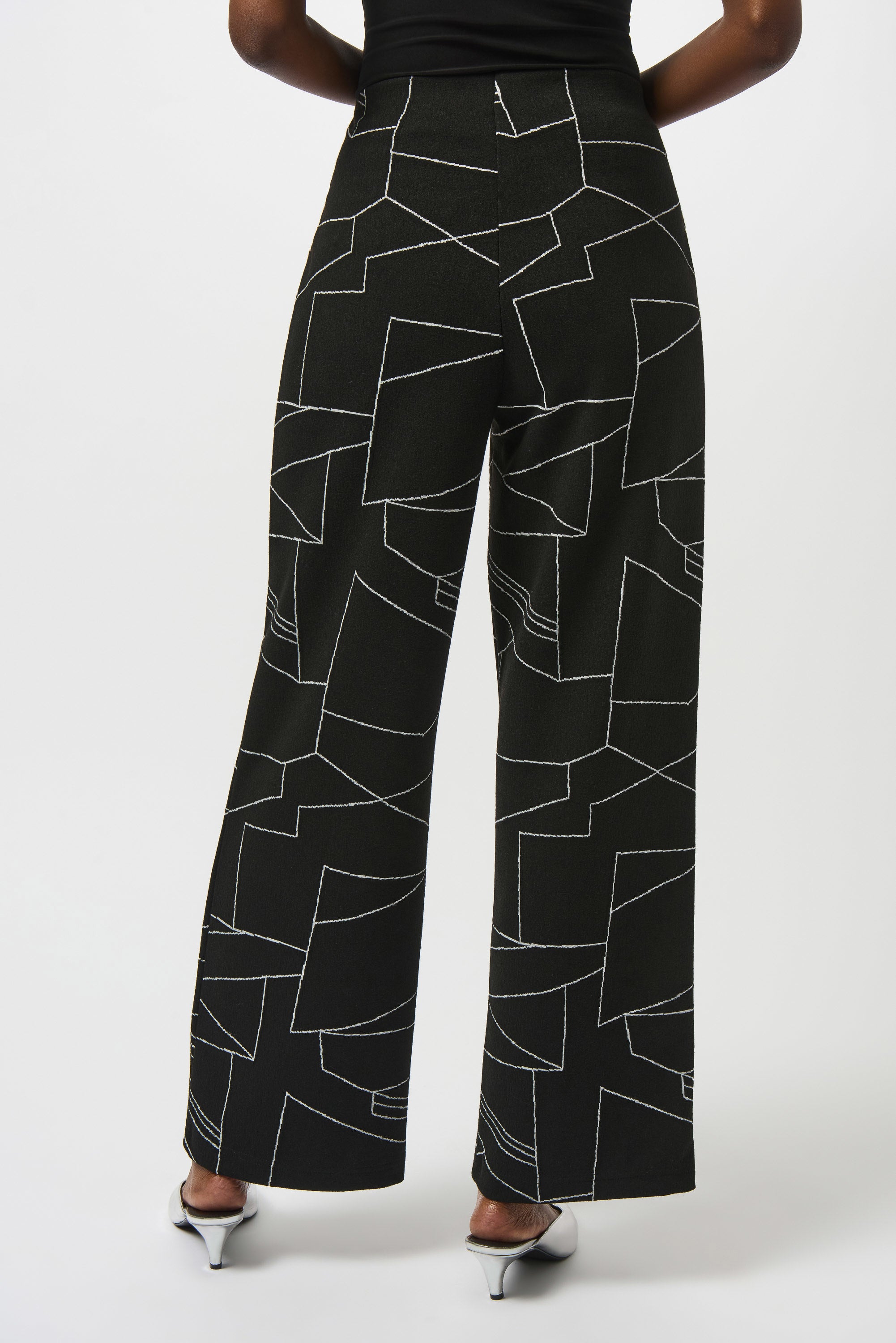 Jacquard Knit Abstract Print Wide-Leg Pants (253080)