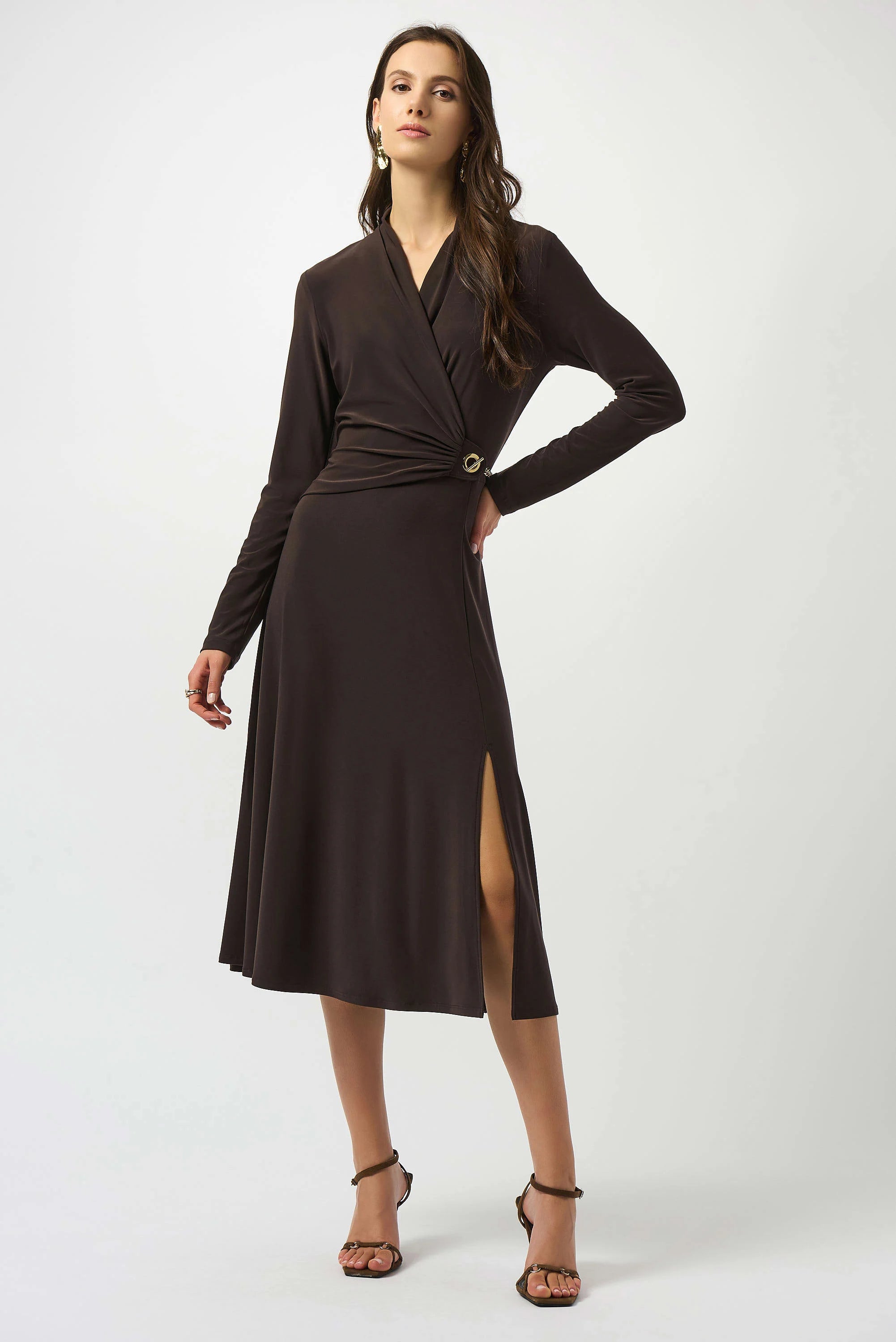 Silky Knit Fit and Flare Wrap Dress (253235)