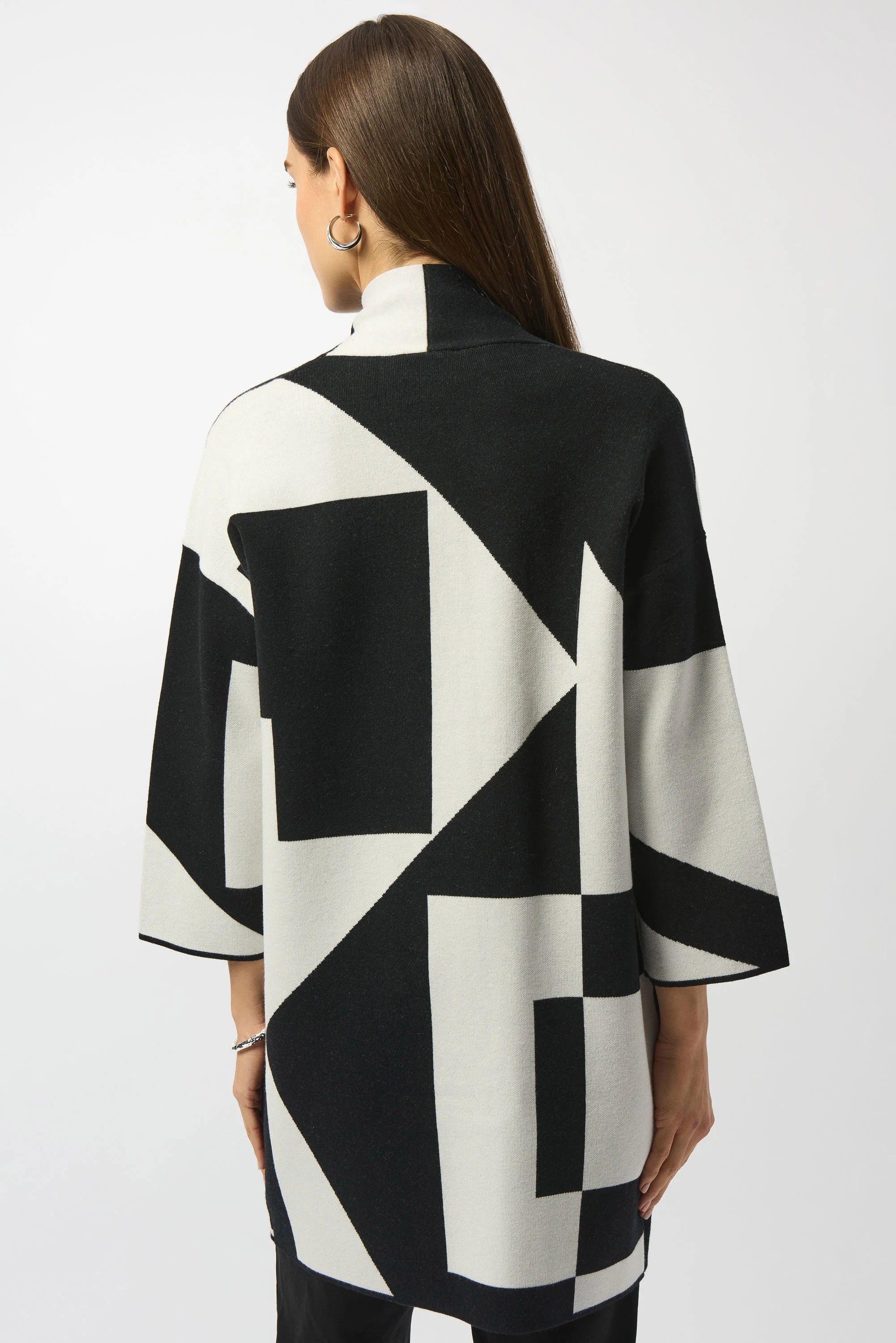 Jacquard Sweater Knit Colour-Block Cover-Up (253901)