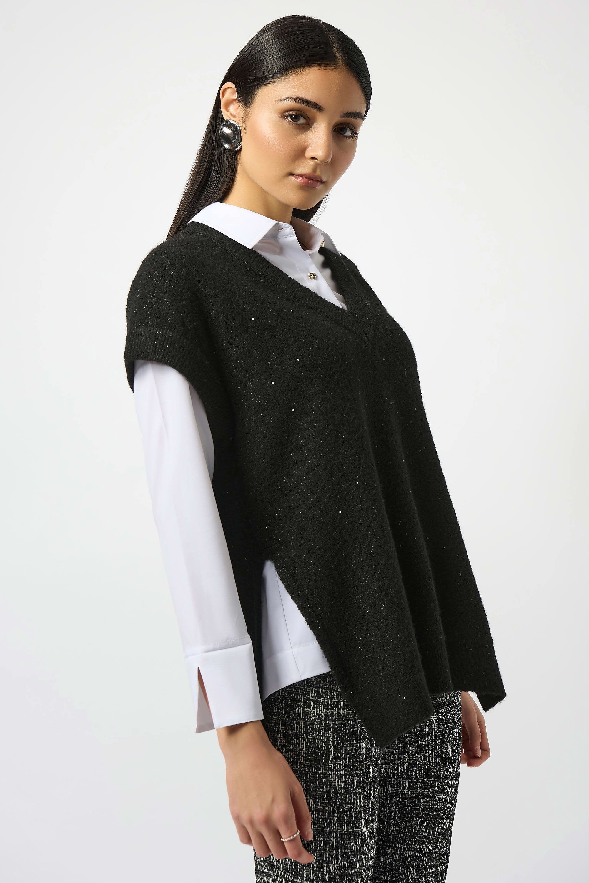 Sweater Knit Sleeveless Tunic with Sequins (253957)