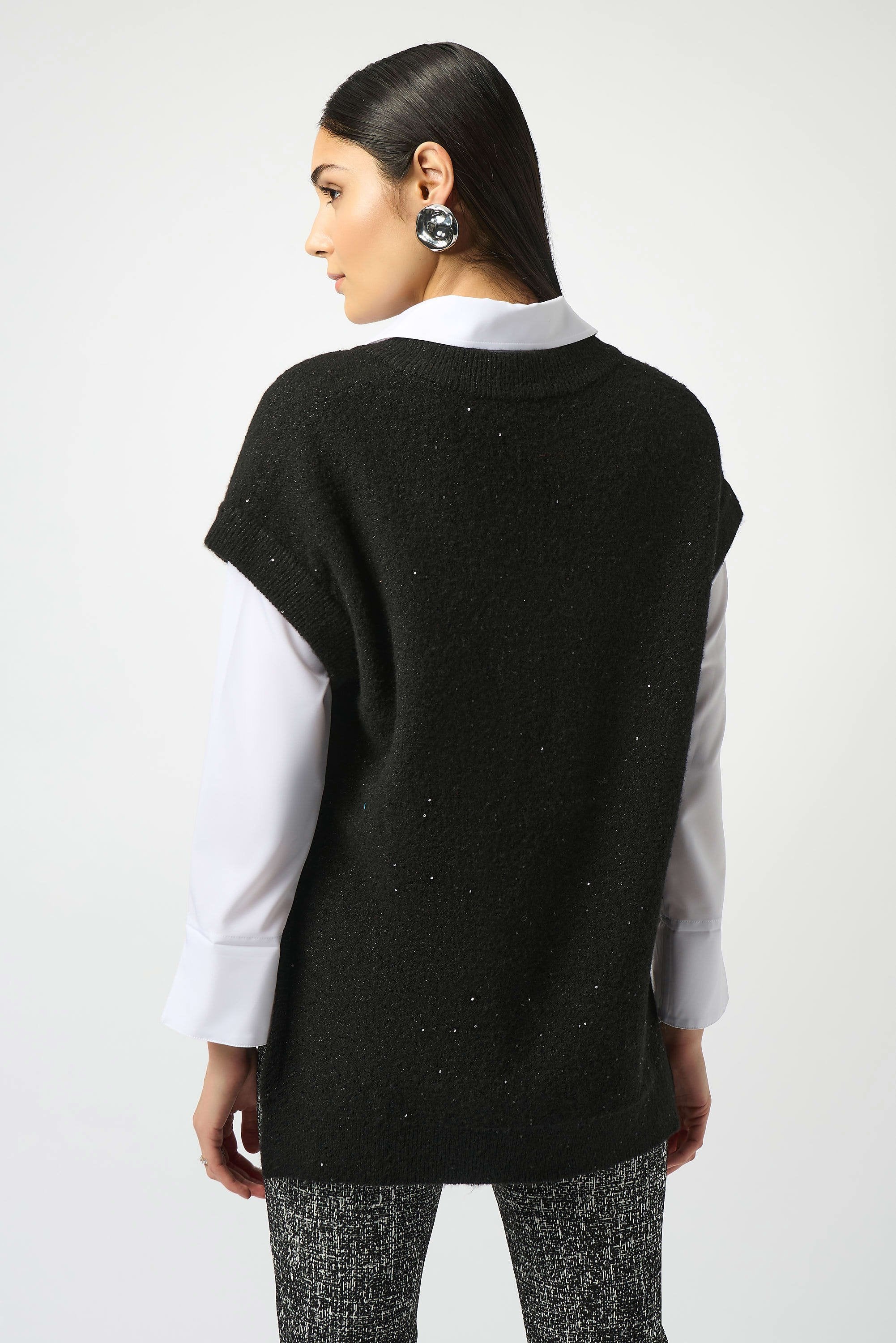 Sweater Knit Sleeveless Tunic with Sequins (253957)