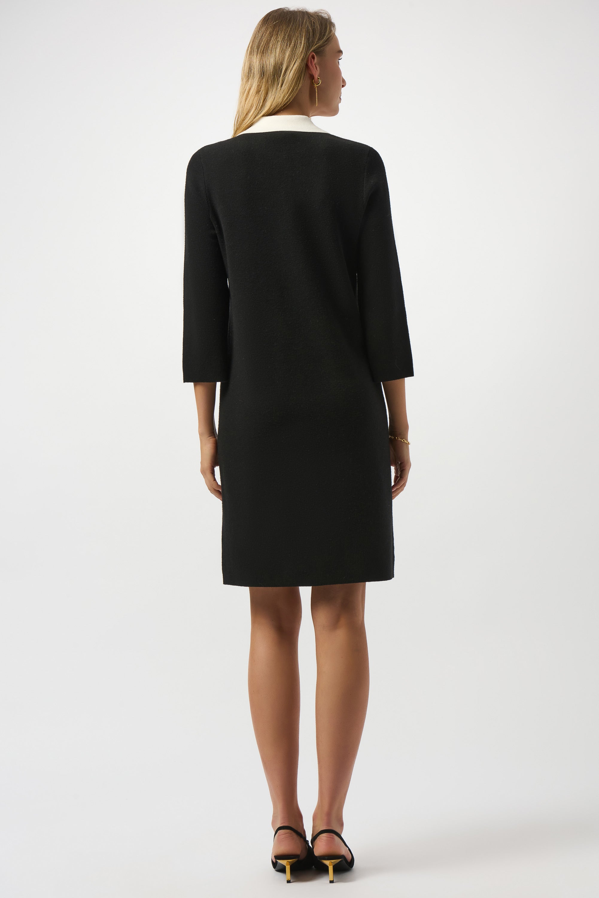 Knit Dress with Contrast Shirt Collar and Pockets (253995)
