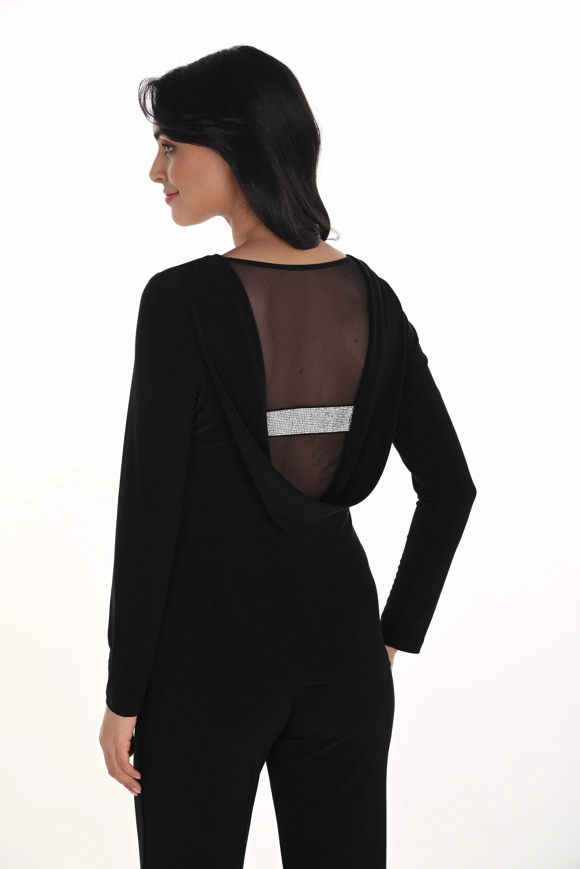 Cowl Back Top with Rhinestone Detail (FL0169)