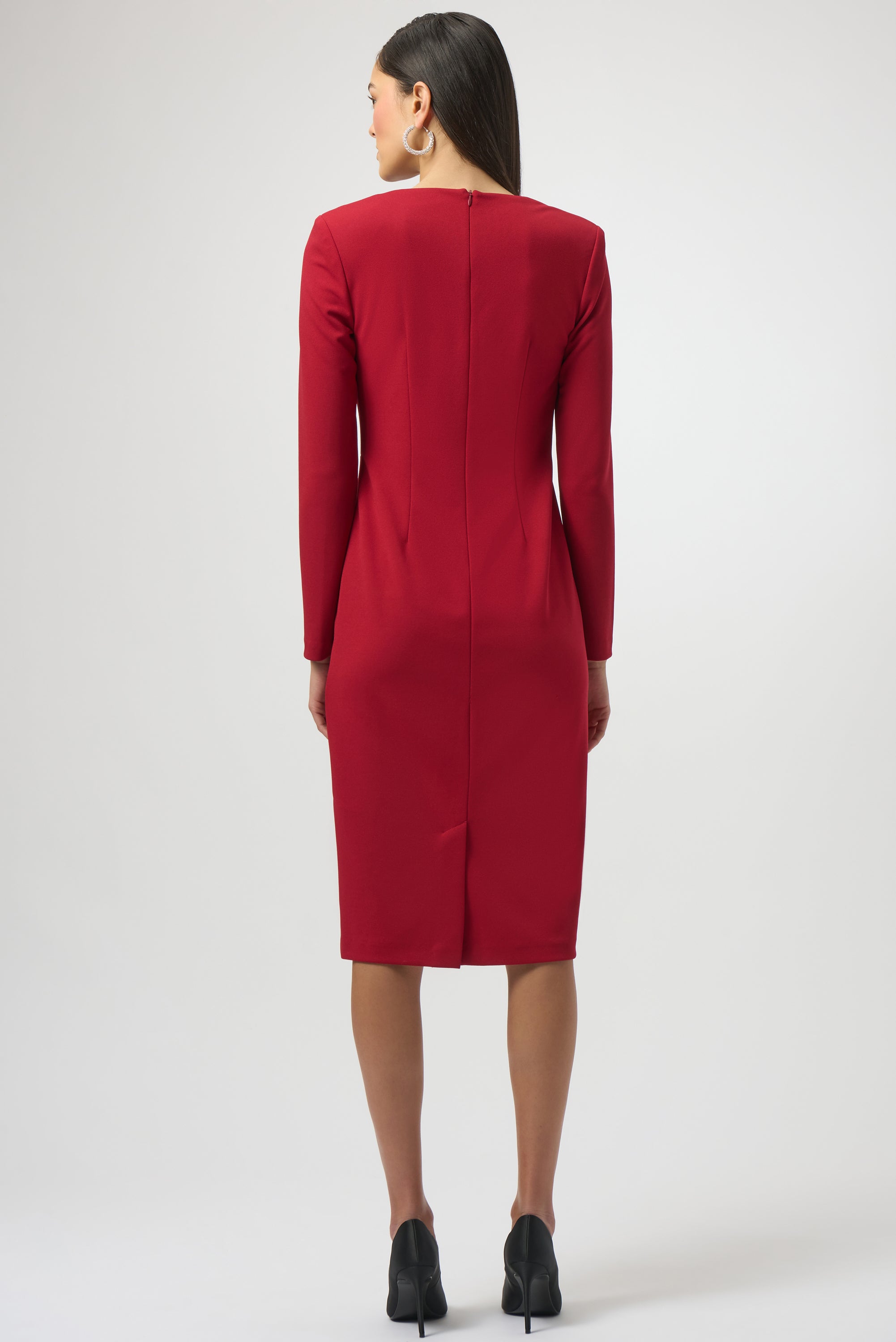 Scuba Crepe Sheath Dress With Rhinestone Bows (254053)