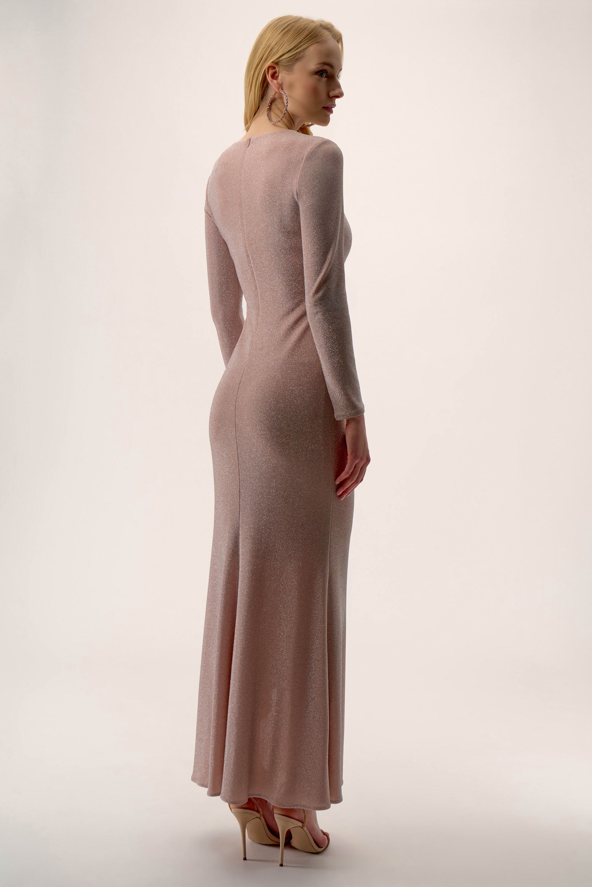 Sparkle Knit Trumpet Gown with Cascade Ruffle (JR1149)